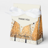 Golden Christmas Trees Shiny Snowflakes Feestdagen Bedankdoosjes (Voorkant Zijde)