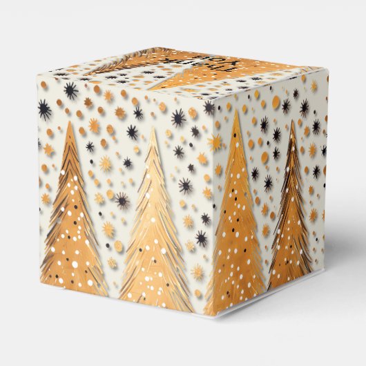 Golden Christmas Trees Shiny Snowflakes Feestdagen Bedankdoosjes (Achterkant)