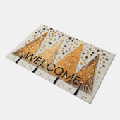 Golden Christmas Trees Shiny Snowflakes Feestdagen Deurmat (Schuin)