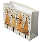Golden Christmas Trees Shiny Snowflakes Feestdagen Groot Cadeauzakje (Achterkant Gekanteld)