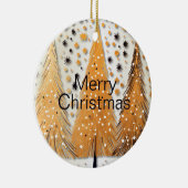 Golden Christmas Trees Shiny Snowflakes Feestdagen Keramisch Ornament (Rechts)