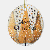 Golden Christmas Trees Shiny Snowflakes Feestdagen Keramisch Ornament (Links)