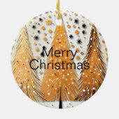 Golden Christmas Trees Shiny Snowflakes Feestdagen Keramisch Ornament (Achterkant)