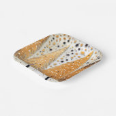 Golden Christmas Trees Shiny Snowflakes Feestdagen Papieren Bordje (Gebogen)