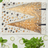 Golden Christmas Trees Shiny Snowflakes Feestdagen Theedoek (Gevouwen)