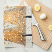 Golden Christmas Trees Shiny Snowflakes Feestdagen Theedoek (Quarter Fold)