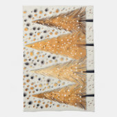 Golden Christmas Trees Shiny Snowflakes Feestdagen Theedoek (Verticaal)