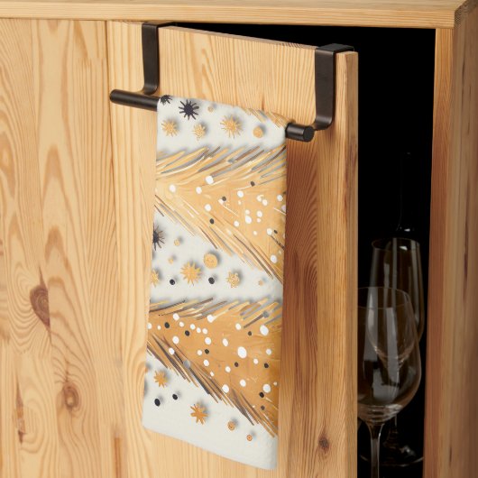 Golden Christmas Trees Shiny Snowflakes Feestdagen Theedoek (Derde Gevouwen)