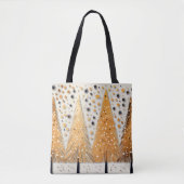 Golden Christmas Trees Shiny Snowflakes Feestdagen Tote Bag (Voorkant)