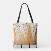 Golden Christmas Trees Shiny Snowflakes Feestdagen Tote Bag (Achterkant)