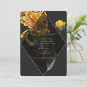 Golden Chrysanthemum Painted Wedding Invitations Kaart (Staand voorkant)