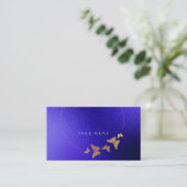 Golden Circle Blue Cobalt Butterfly Black Visitekaartje (Staand voorkant)