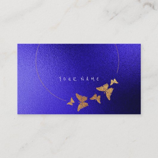 Golden Circle Blue Cobalt Butterfly Black Visitekaartje (Voorkant)