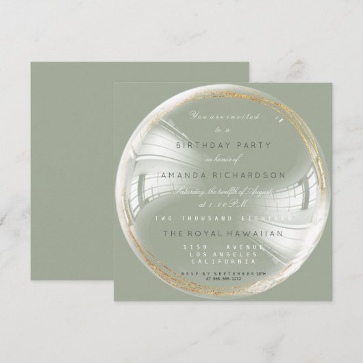 Golden Circle Bubble Birthday Bachelorette Kaart (Voorkant / Achterkant)