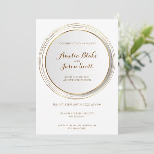 Golden Circle Lijst huwelijksuitnodiging Kaart (Staand voorkant)