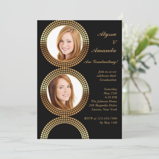 Golden Circle Lijsten Fotouitnodiging Kaart (Staand voorkant)