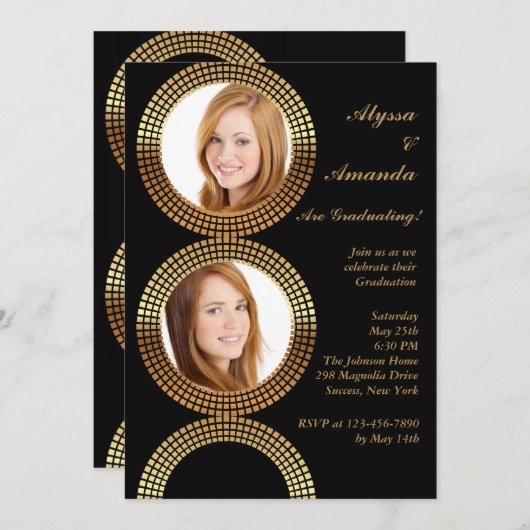 Golden Circle Lijsten Fotouitnodiging Kaart (Voorkant / Achterkant)