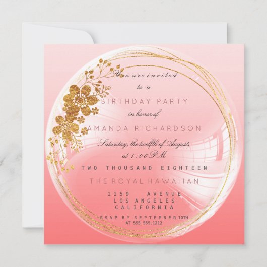 Golden Circle Peach Bubble Birthday Ombre Kaart (Voorkant)