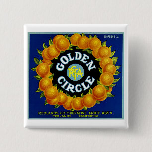 Golden Circle Sinaasappels Vierkante Button 5,1 Cm