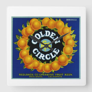 Golden Circle Sinaasappels Vierkante Klok