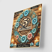 Golden Circle: Vijfde Jubileum Bloemen Creatie Vierkante Klok (Hoek)