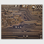 Golden circuit board. Electronic computer hardware Cadeaupapier (Vlak)