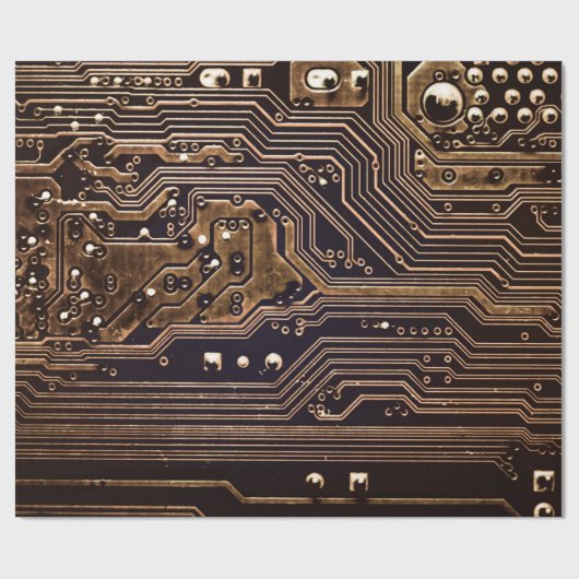 Golden circuit board. Electronic computer hardware Cadeaupapier (Vlak)