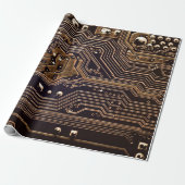 Golden circuit board. Electronic computer hardware Cadeaupapier (Uitgerold)