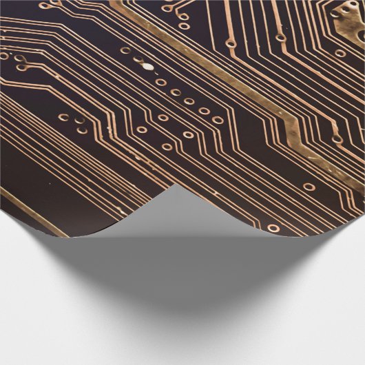 Golden circuit board. Electronic computer hardware Cadeaupapier (Hoek)