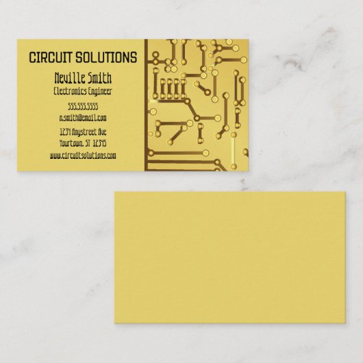 Golden Circuit Board Electronics Tech Visitekaartje (Voorkant / Achterkant)