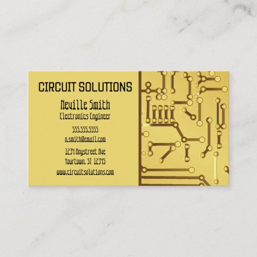 Golden Circuit Board Electronics Tech Visitekaartje (Voorkant)