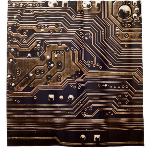 Golden circuit board. Elektronische computerhardwa Douchegordijn (Voorkant)