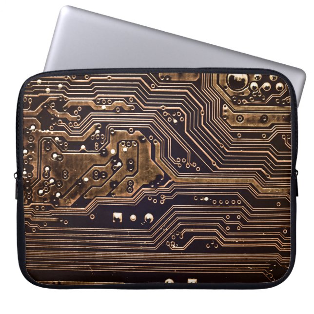 Golden circuit board. Elektronische computerhardwa Laptop Sleeve (Voorkant)