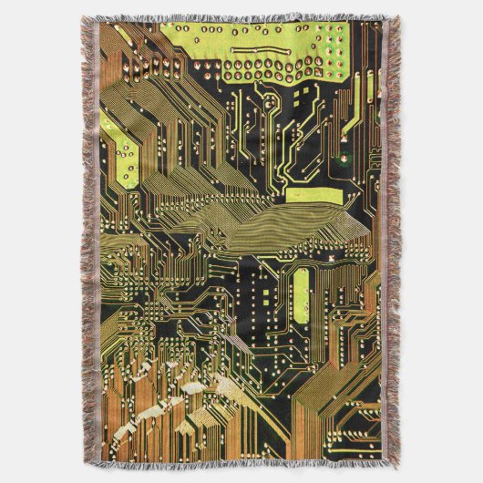 Golden Circuit Board Throw Blanket Deken (Voorkant Verticaal)