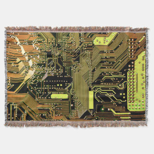 Golden Circuit Board Throw Blanket Deken