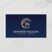 Golden Circulaire boom met parelbladeren Monogram Visitekaartje (Voorkant)