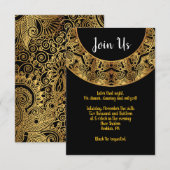 GOLDEN Circular Bat Mitzvah Reception Kaart (Voorkant / Achterkant)