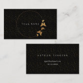 Golden Cirkles Glitter Confetti Butterfly Black Visitekaartje (Voorkant / Achterkant)