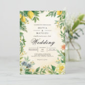 Golden Citrus Blossom Wedding Kaart (Staand voorkant)