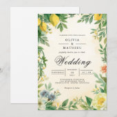Golden Citrus Blossom Wedding Kaart (Voorkant / Achterkant)