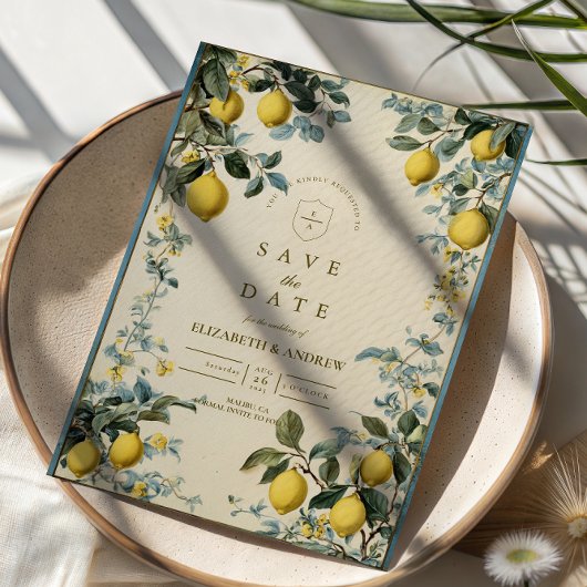 Golden Citrus Blossom Wedding Save The Date
