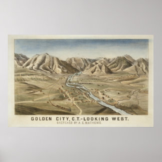 Golden City, Colorado Birds Eye Uitzicht Panoramic Poster