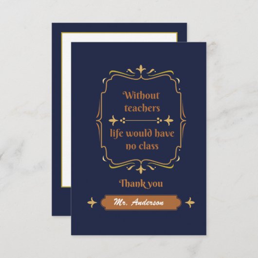 Golden Classic Teacher Appreciation Bedankkaart (Voorkant / Achterkant)