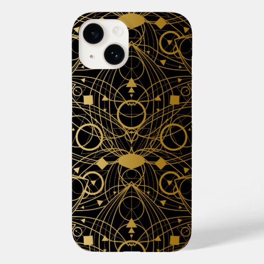 Golden Classy Lotus Line Art Black Case-Mate iPhone Case (Achterkant)