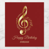 Golden Clef Red Background Wine Label Wijn Etiket (Enkel label)