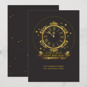 Golden Clock Holiday Card Feestdagenkaart (Voorkant / Achterkant)