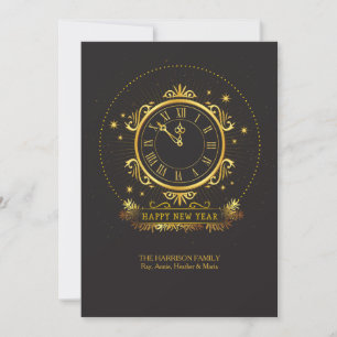Golden Clock Holiday Card Feestdagenkaart