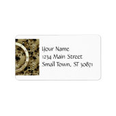 Golden Clocks en tandwielen Steampunk Mechanical G Etiket (Voorkant)