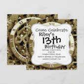 Golden Clocks en tandwielen Steampunk Mechanical G Kaart (Voorkant / Achterkant)