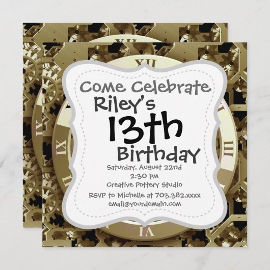 Golden Clocks en tandwielen Steampunk Mechanical G Kaart (Voorkant / Achterkant)